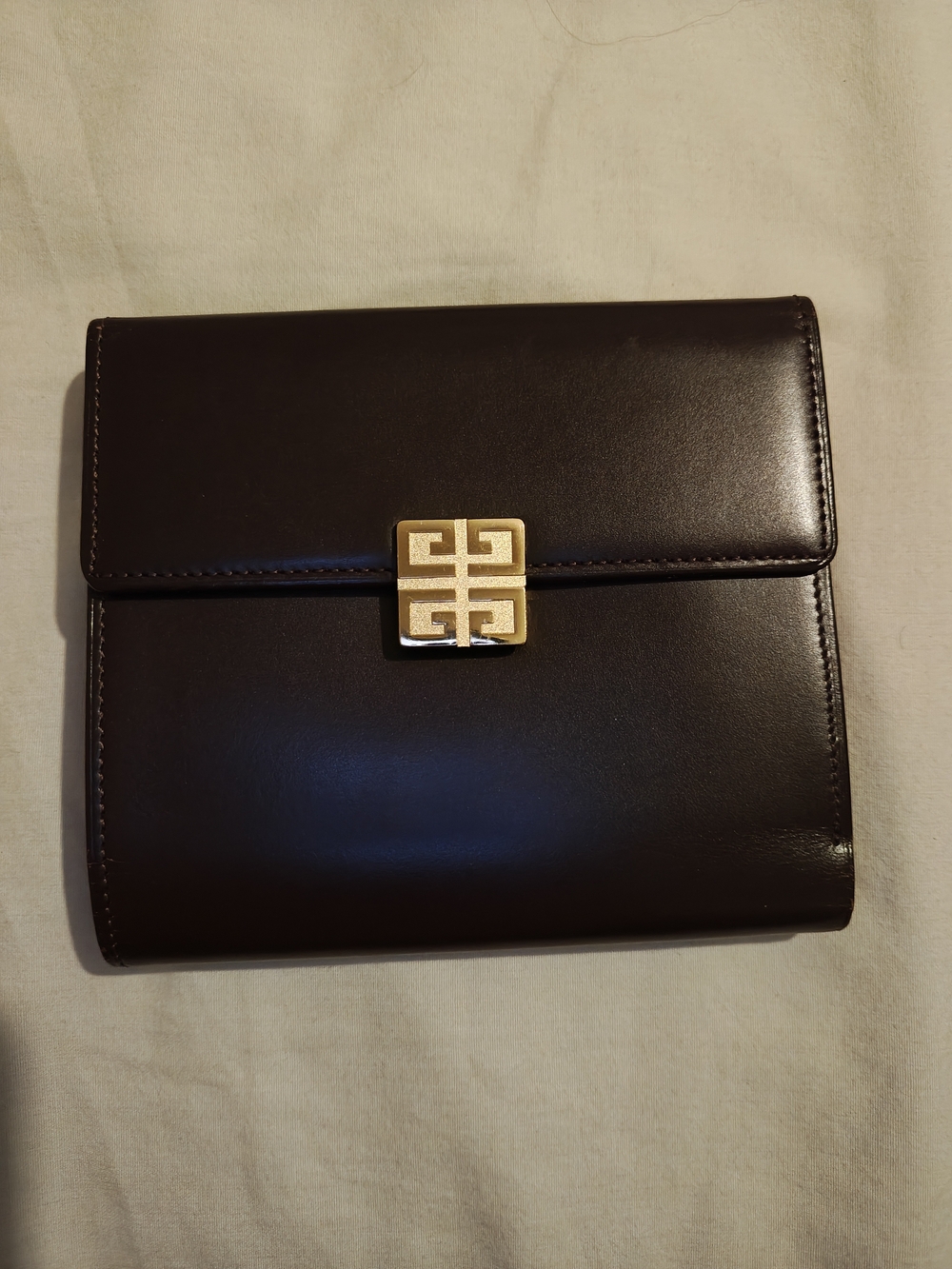 Brown Leather Givenchy Wallet With Gold Hardware